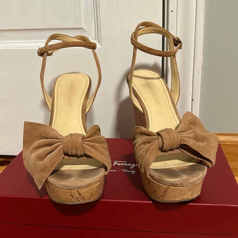 Ivanka trump sling back wedges. Leather upper.  Size 7.5